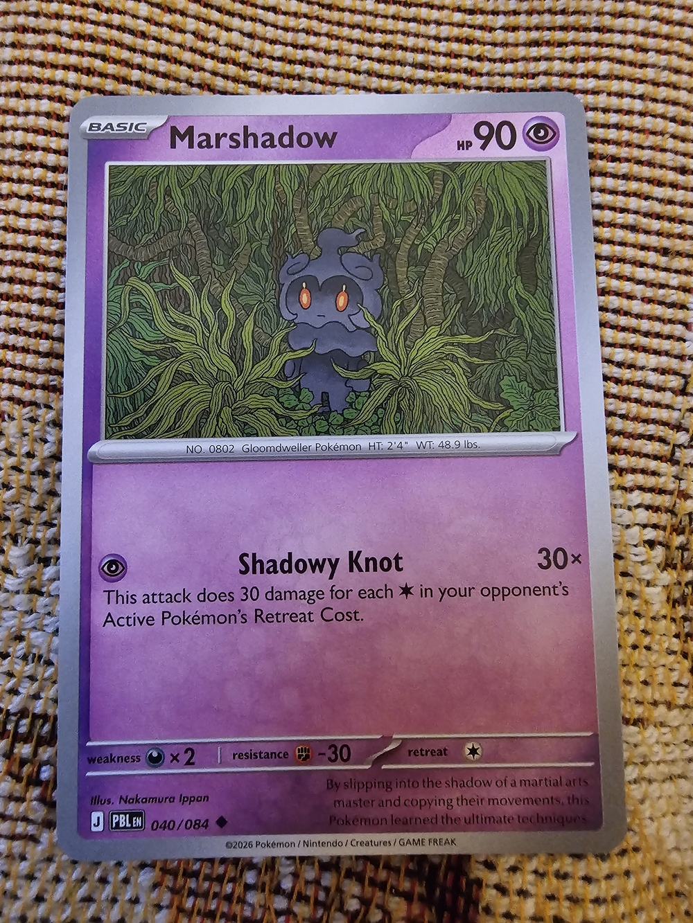 Basic Psychic-type Marshadow card (number 040/084) from the Pokémon TCG